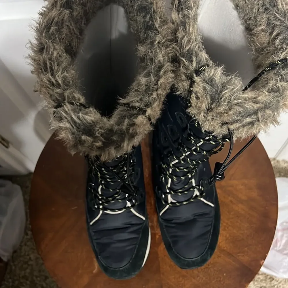 🔥🔥 L.L. Bean 284883 Carrabassett Fur Lace-Up Knee High Snow Boots‎ Women Sz 9M